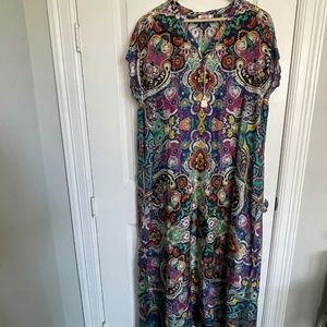 Multi-Colored 100% Silk Kaftan